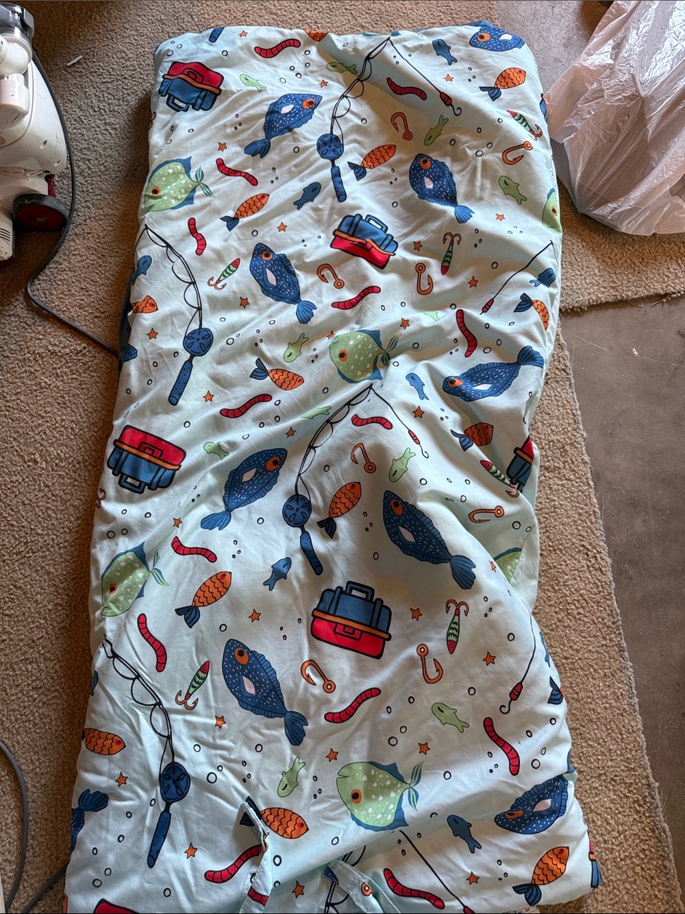 Kids Fishing Print Sleep Sack - Blue, Green, Orange